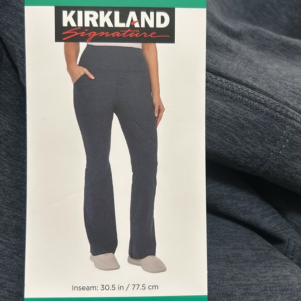 Kirkland Signature Ladies Brushed Flare Pants size L, heather blue NWT